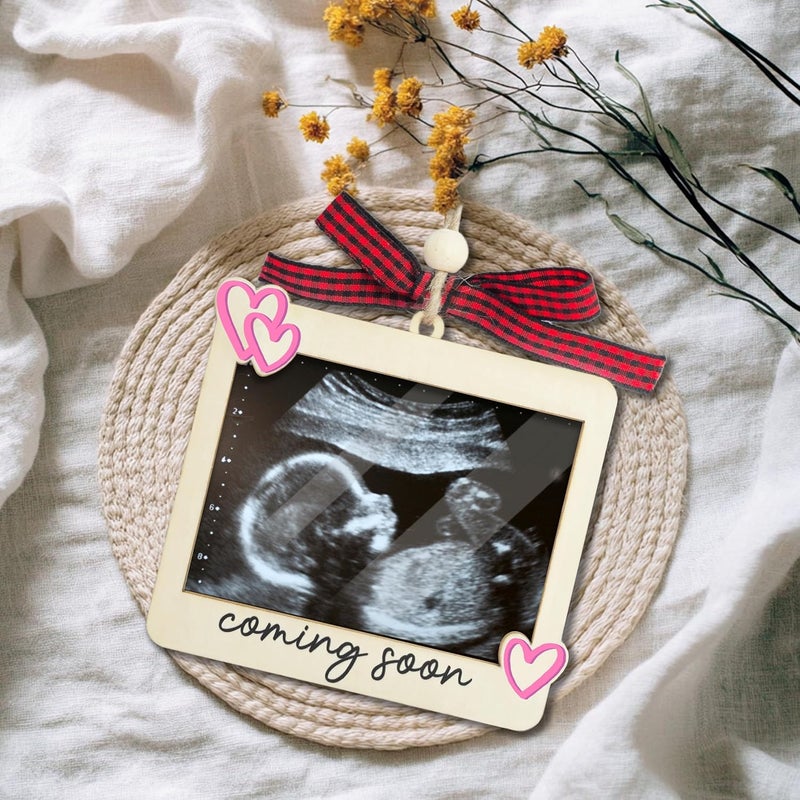 Hangwoous Ultrasound Picture Frame Ornament with Plastic Cover - Baby Coming Soon Announcement for Grandparents, Husband - Sonogram Photo Frame Ornament - Ultrasound Picture Protector - Baby Gender Reveal Gift - Image 4